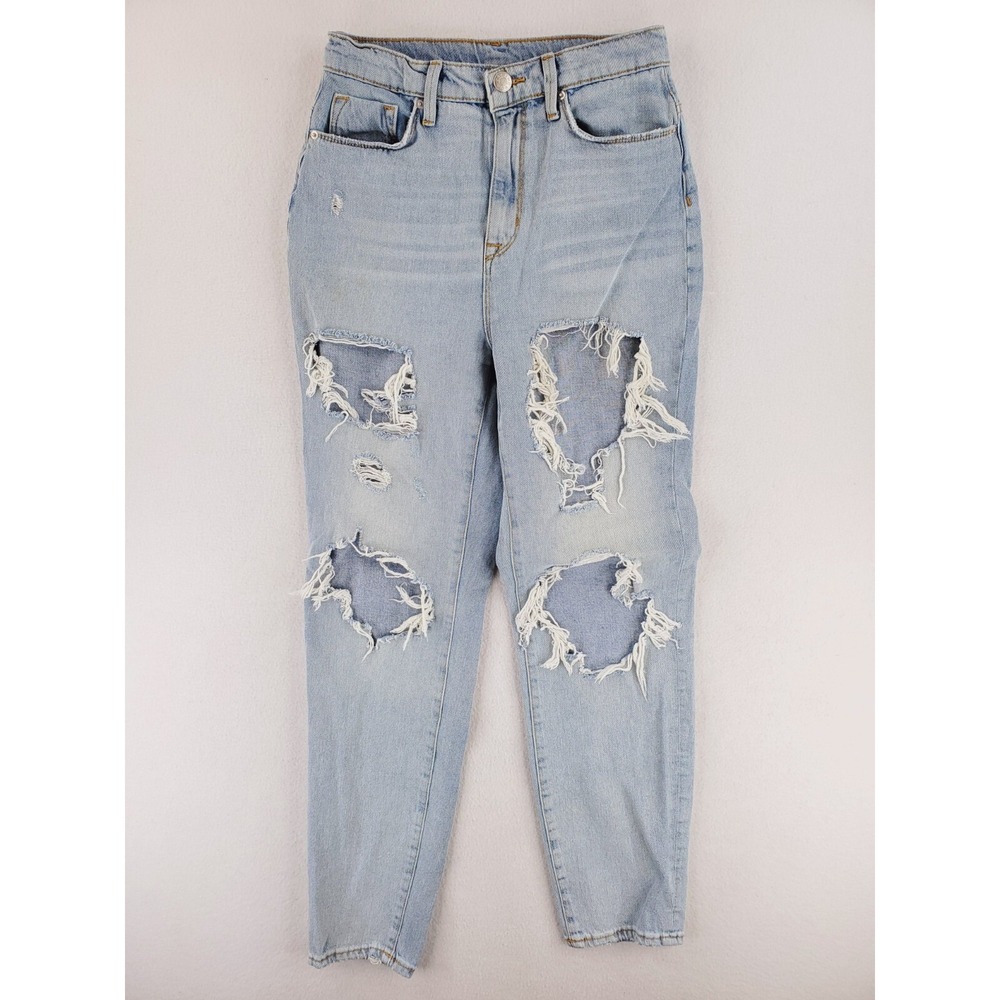 BDG Jeans Womens 27 Mom High Rise Destroyed‎ Distressed Grunge 90s Punk Stone